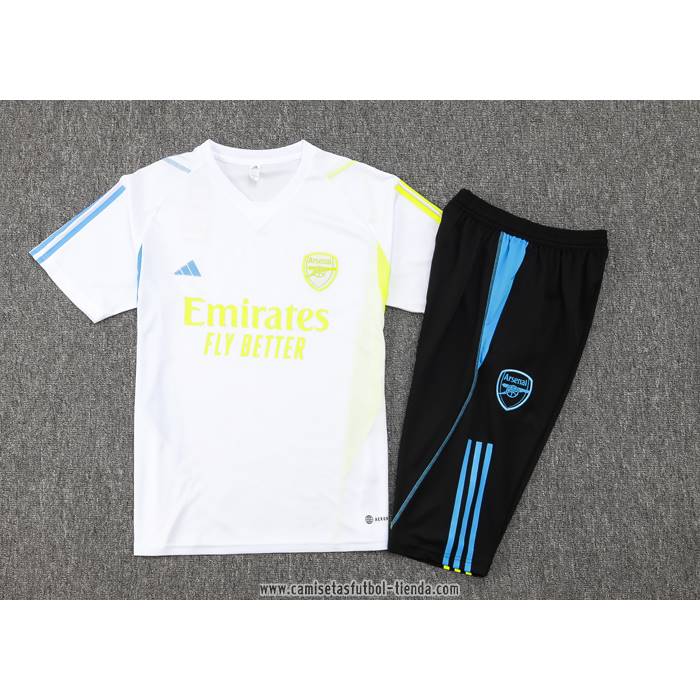 Chandal del Arsenal 2023 2024 Manga Corta Blanco - Pantalon Corto